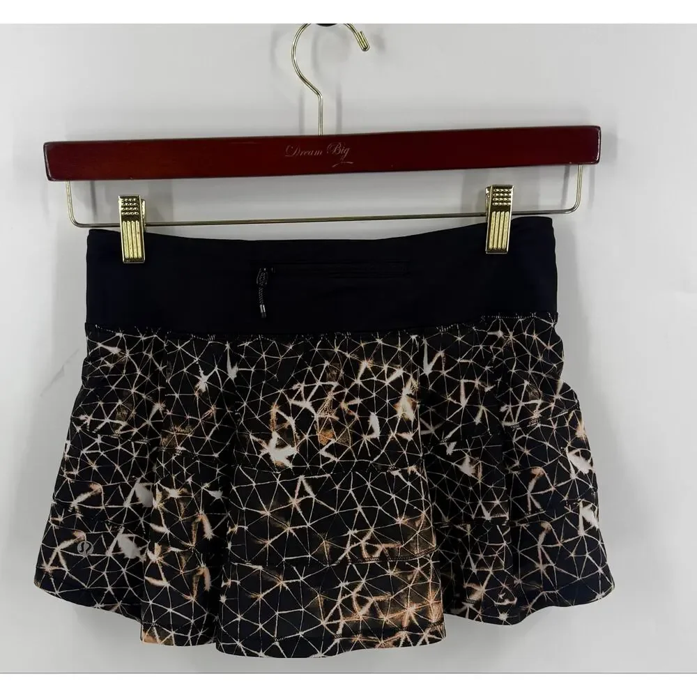 Lululemon Womens Pace Rival Skort Size 2 Black Gold Constellation Skirt